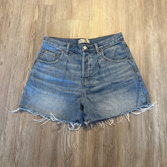 Madewell Pants - Madewell Womens 26 Pleated Denim Flowy Shorts